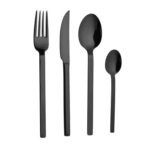 Linea Cutlery Set 16 Glossy Black