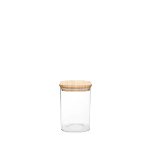 Store & Care Square Bamboo Glass Jar 1,1L