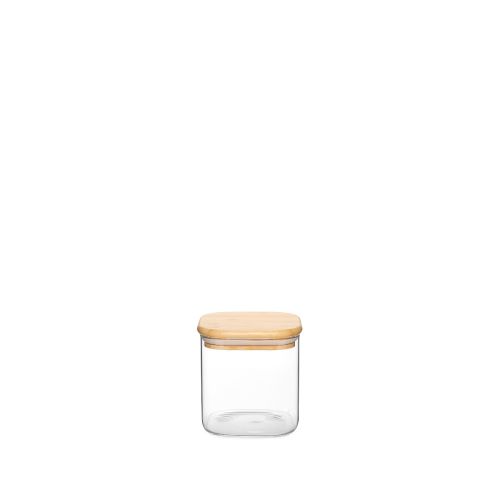Store & Care Square Bamboo Glass Jar 0,8L 