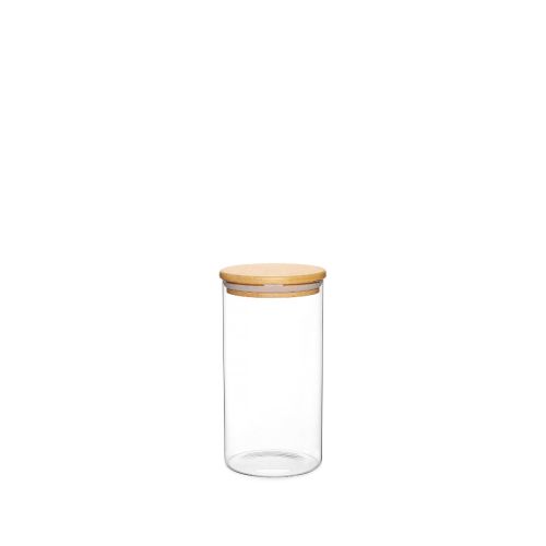 Store & Care Round Bamboo Glass Jar 1,1L