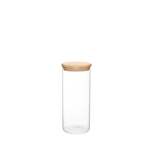 Store & Care Round Bamboo Glass Jar 1,3L