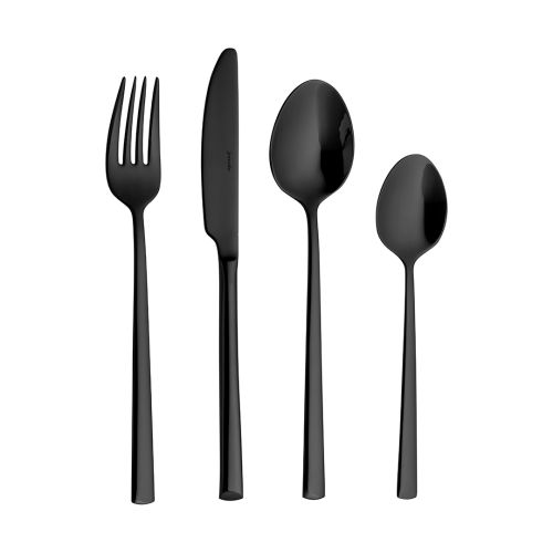Viena Cutlery Set 16 Glossy Black